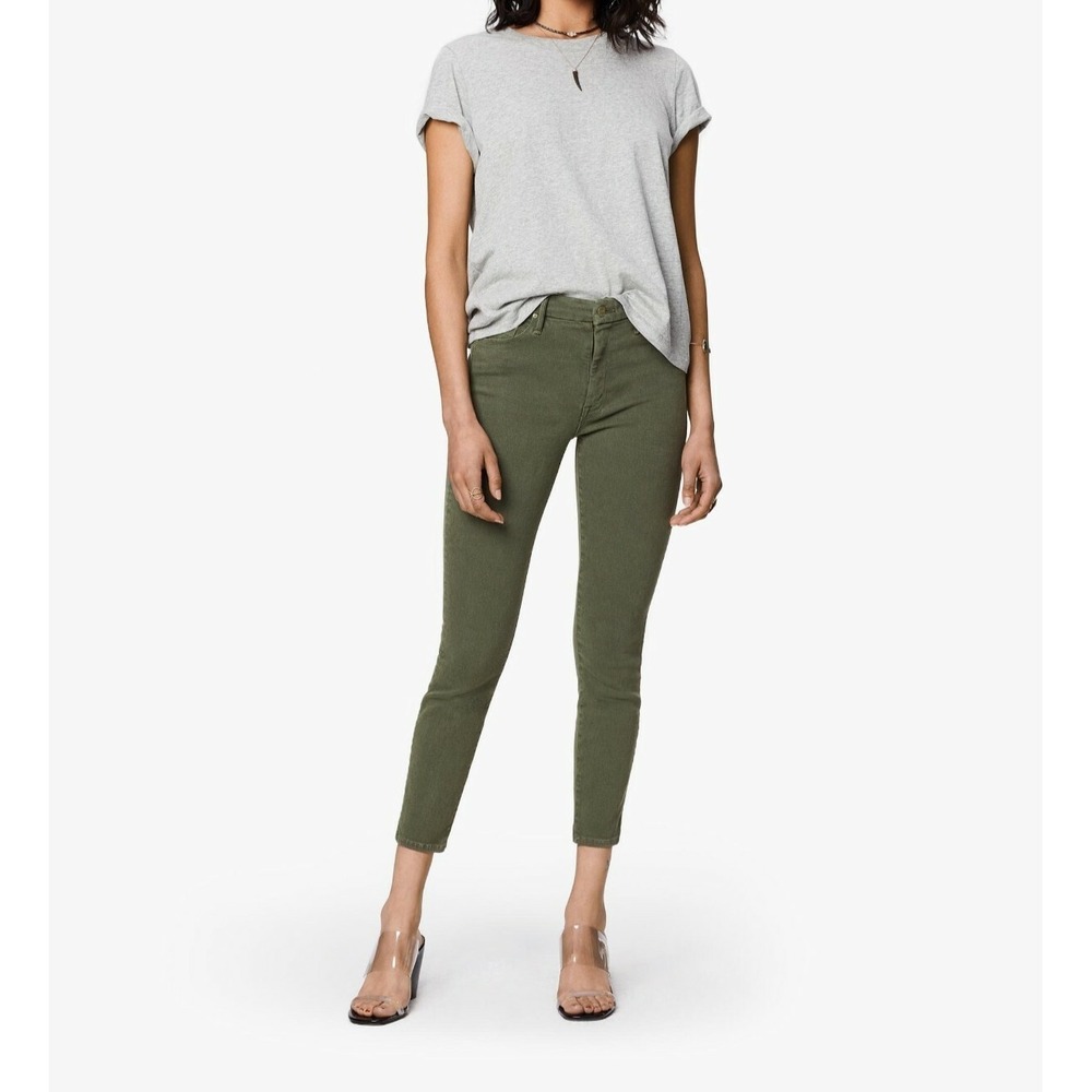 MOTHER The High Waisted Looker Ankle Skinny Jeans Dark Olive NWT 24 25 $208
